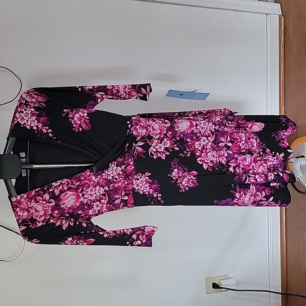 Women's B-Slim Side Tie Dress, Black, Pink, White and Purple, Size M